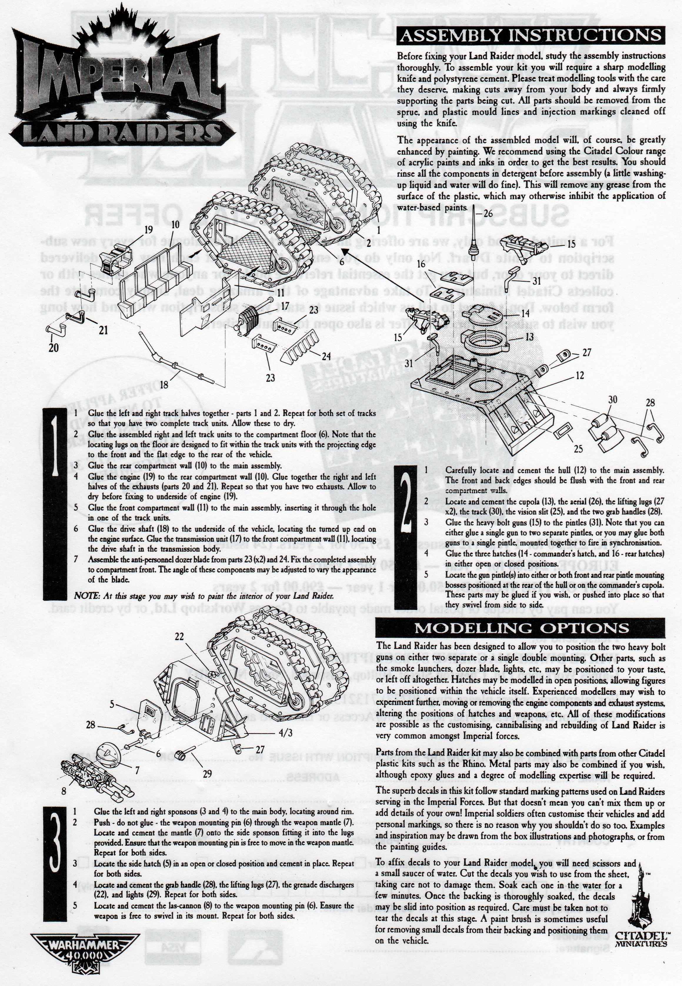 Instructios, Land Raider, Rogue Trader, Space Marines Page 2